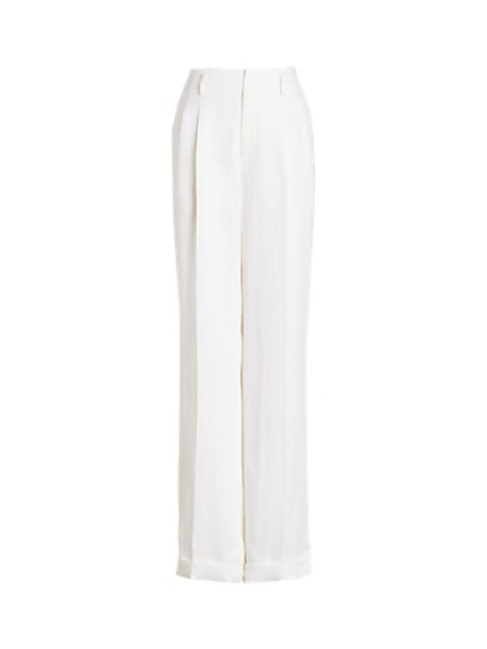 Ralph Lauren Collection Belted White Linen Straight-Leg Trousers